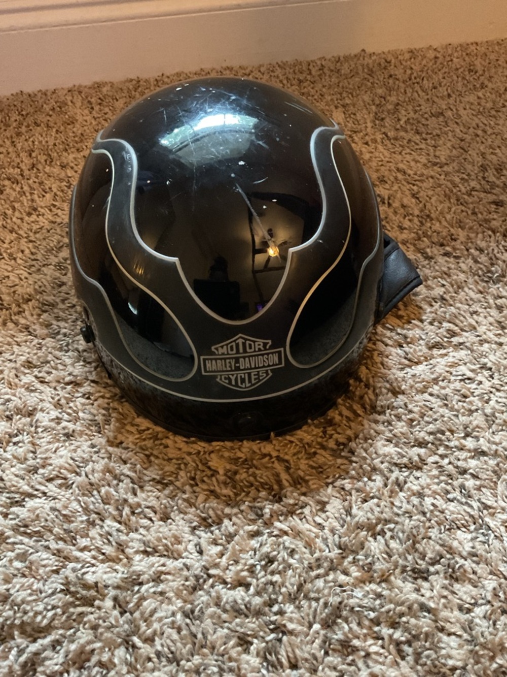 Harley-Davidson Black Helmet with Silver Flame Accents